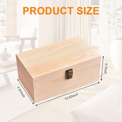 10.6 x 8 x 5.7 pollici scatola di legno con coperchio a cerniera logo personalizzato