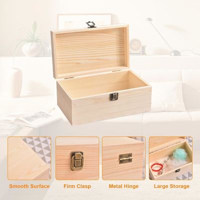 10.6 x 8 x 5.7 pollici scatola di legno con coperchio a cerniera logo personalizzato