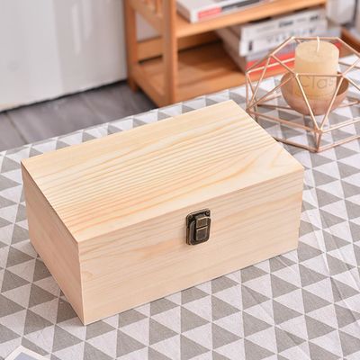 10.6 x 8 x 5.7 pollici scatola di legno con coperchio a cerniera logo personalizzato