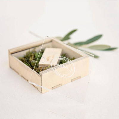 Scatola di lusso semplice Legno Acrilico Naturale Presentazione Legno Cassa di Regalo Aperto Scatola di Stoccaggio Con Capo