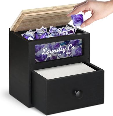 Organizzatore per la casa industriale OEM personalizzato Asciugatrice di legno massello Porta fogli di biancheria Baci di lavanderia Box di stoccaggio contenitore