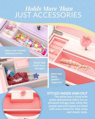 Scatola musicale a vento per ragazze e adolescenti organizzatore gioielli rettangolari