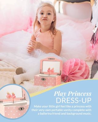 Scatola musicale a vento per ragazze e adolescenti organizzatore gioielli rettangolari