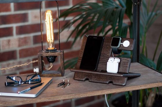 Laser inciso in legno tenitore pigro porta cellulare personalizzato con Phonestand e penna slot