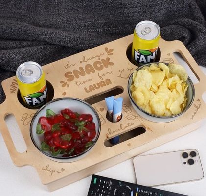 Bar di divano in legno, porta snack, risparmio di spazio