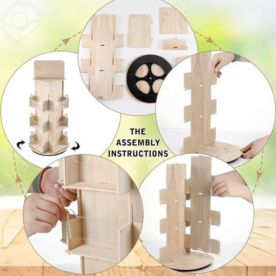 Arredamento del soggiorno 3 Livello 4 Scala di visualizzazione rotante laterale in legno con rotazione 360