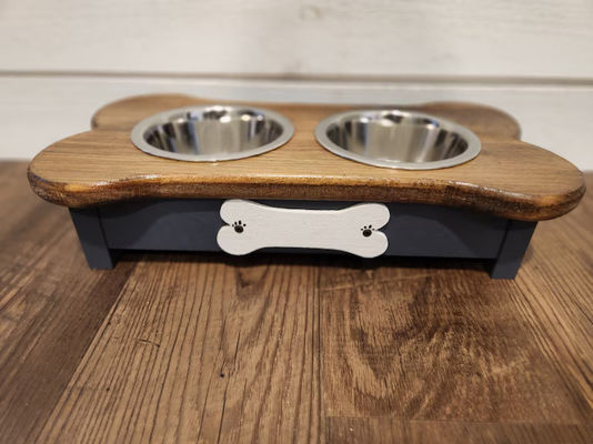 202406 Nome personalizzato Tag Piccolo alimentatore per cani in legno per cena per animali domestici