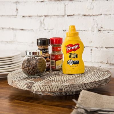 Wood Lazy Susan Turntable per cucina Ultimo stile di design di casa di campagna stampato e bruciato