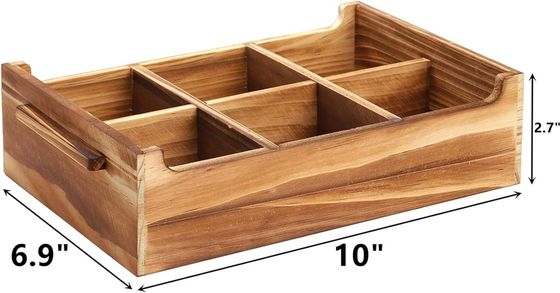 6 Compartimento TIMBER Borsa da tè in legno Scatola per pacchetto regalo e organizzatore di pacchetti di zucchero