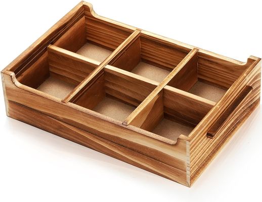 6 Compartimento TIMBER Borsa da tè in legno Scatola per pacchetto regalo e organizzatore di pacchetti di zucchero