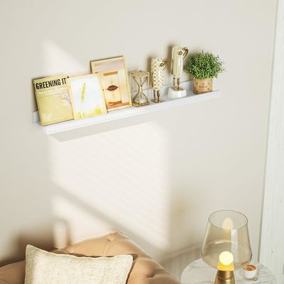 Perline di legno e ripiani galleggianti Set di 2 bianchi moderni per multifunzione