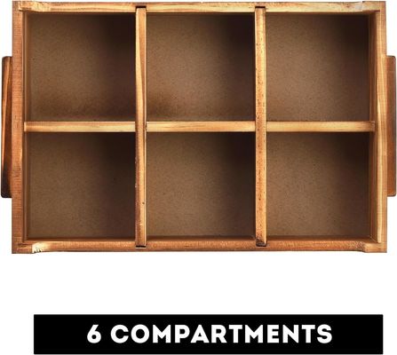 6 Compartimento TIMBER Borsa da tè in legno Scatola per pacchetto regalo e organizzatore di pacchetti di zucchero
