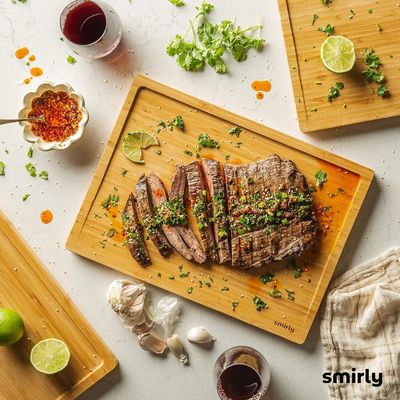 Set di 3 tavole da taglio in bambù in legno Set con porta