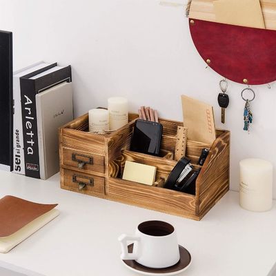 Organizzatore di tavolo artigianale per scrivania in legno