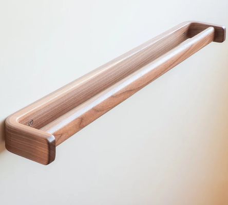 Mensola per asciugamani in bagno Bar di asciugamani in legno artigianale Ferrovia per asciugamani in noce non pieghevole