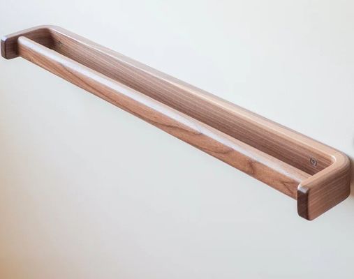 Mensola per asciugamani in bagno Bar di asciugamani in legno artigianale Ferrovia per asciugamani in noce non pieghevole