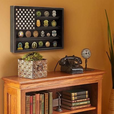 Sfida militare del governo Display del portamonete con decorazione muraria in legno della bandiera americana