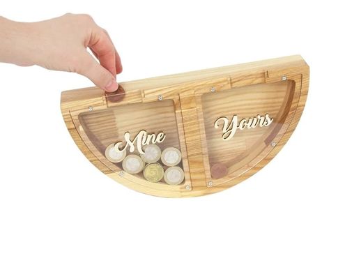 Personalised Wooden Piggy Bank MINE YOURS Design Risparmia in modo divertente e creativo