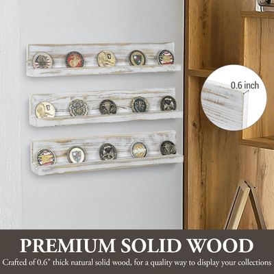 Montaggio a parete Legno massello bianco lavato Contenitore di monete per sfide Legno artigianale a tre strati