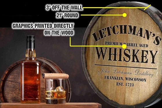 Verniciatura Stampa Manipolazione Barile di legno Decorazione della parete Segno di barra per vino e birra