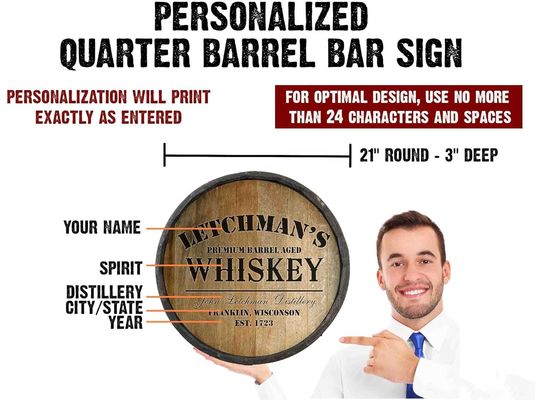 Verniciatura Stampa Manipolazione Barile di legno Decorazione della parete Segno di barra per vino e birra