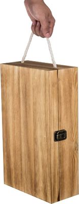 Scatole regalo di vino a due bottiglie di legno rustico ecologico con coperchio personalizzabile