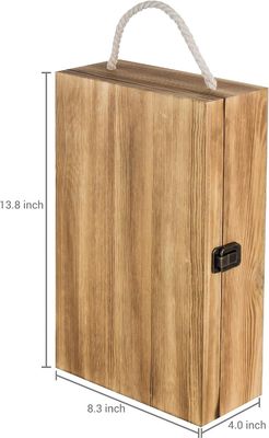 Scatole regalo di vino a due bottiglie di legno rustico ecologico con coperchio personalizzabile