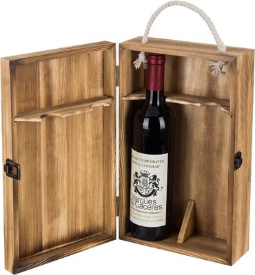Scatole regalo di vino a due bottiglie di legno rustico ecologico con coperchio personalizzabile