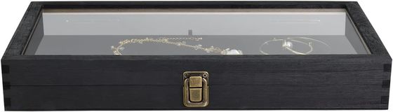 Taglia personalizzata Logo colore gioielli in legno Display Box di stoccaggio con coperchio in legno massello