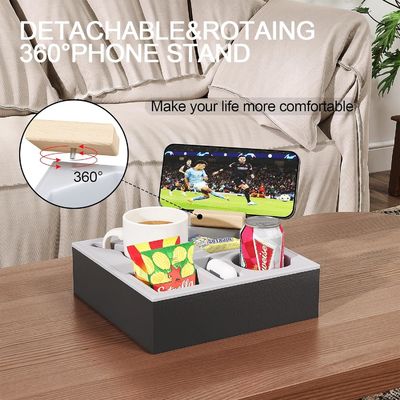 Acqua resistente anti-discarica di legno divano porta tazze vassoio per letto divano organizzatore fatto a mano