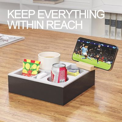 Acqua resistente anti-discarica di legno divano porta tazze vassoio per letto divano organizzatore fatto a mano