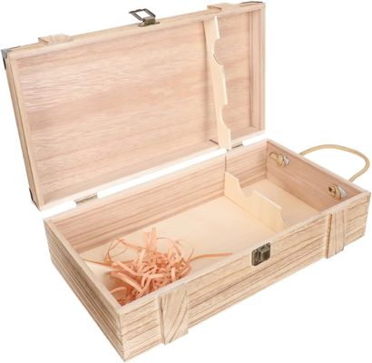 Scatola di vino in legno di pino fatta a mano con coperchio per contenitori vuoti decorativi di taglia personalizzata