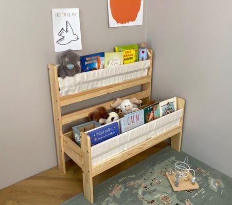 Mensola di libri in legno Montessori Funzione di conservazione nascosta e risparmio di spazio per bambini piccoli