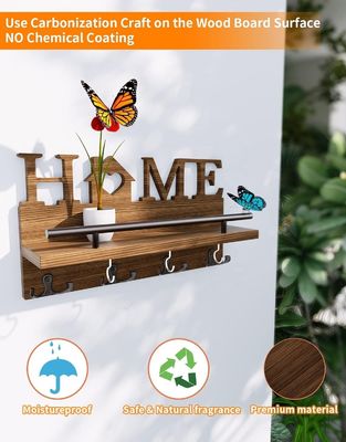 Portante di posta e chiavi in legno a doppio livello per organizzatore di ingresso decorativo per pareti