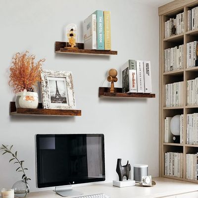 Cucina a risparmio di spazio Set di 5 piccole immagini Margine casa Legno scaffali galleggianti per il muro