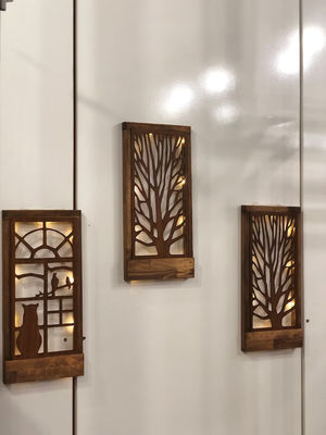 Decorazione murale a LED in legno artigianale per camera da letto