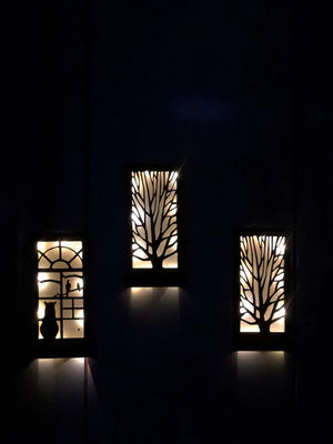 Decorazione murale a LED in legno artigianale per camera da letto