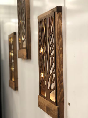 Decorazione murale a LED in legno artigianale per camera da letto