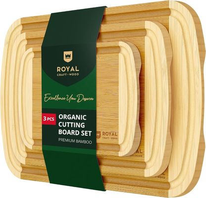 Set di tavola da taglio di legno di bambù rettangolare con accessori da cucina inclusi