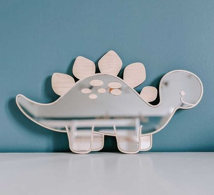 Logo personalizzato In legno a forma di dinosauro specchio a telaio con telaio in legno e legno