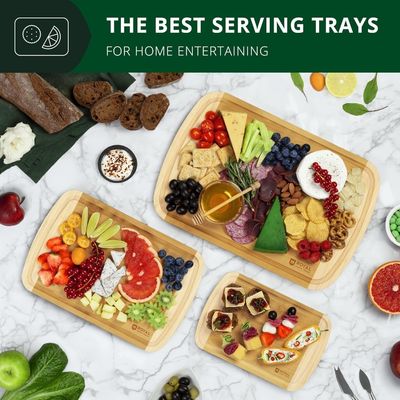 Set di tavola da taglio di legno di bambù rettangolare con accessori da cucina inclusi