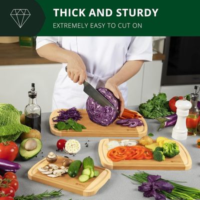 Set di tavola da taglio di legno di bambù rettangolare con accessori da cucina inclusi