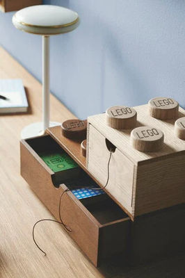 Ordine personalizzato accettato Lego cassetto da scrivania in legno 4 scatola di quercia sapone per gioielli per bambini