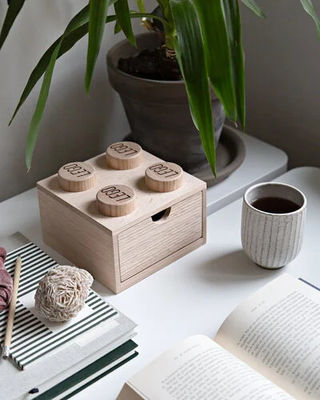 Ordine personalizzato accettato Lego cassetto da scrivania in legno 4 scatola di quercia sapone per gioielli per bambini