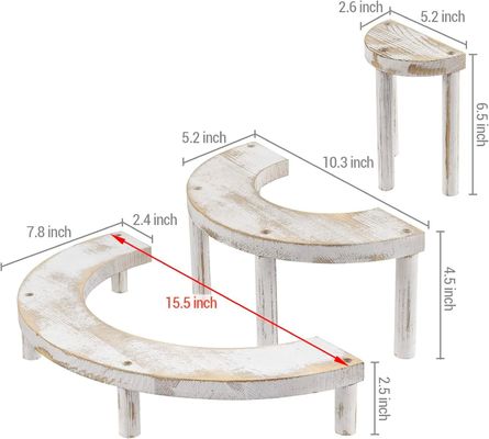 Set in 3 pezzi in legno in incisione e in bianco per il supporto per cupcake semicircolare e il display riser