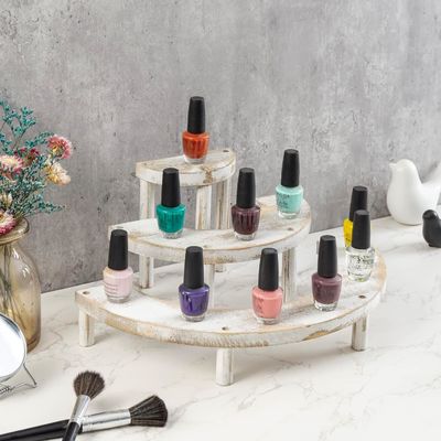 Set in 3 pezzi in legno in incisione e in bianco per il supporto per cupcake semicircolare e il display riser