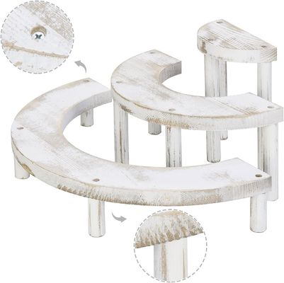 Set in 3 pezzi in legno in incisione e in bianco per il supporto per cupcake semicircolare e il display riser