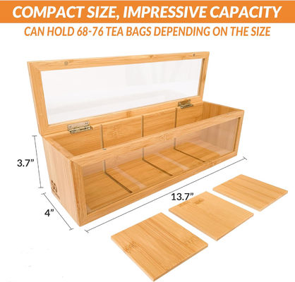 Organizzatore di sacchetti da tè in legno con stampa laser incisa e vetro acrilico trasparente