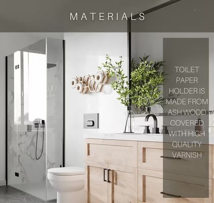 Scatola di rivestimento in legno per servizi igienici con ripiano a parete per tessuti in design Honeycomb