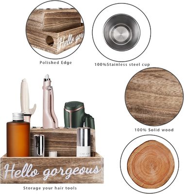 Mantenete ordinato il vostro bagno senza sforzo con questo porta asciugatrice e raddrizzatore di capelli in legno